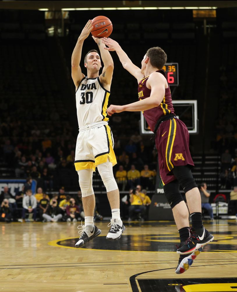 Iowa Hawkeyes guard Connor McCaffery (30) against the Minnesota Golden Gophers Monday, December 9, 2019 at Carver-Hawkeye Arena. (Brian Ray/hawkeyesports.com)