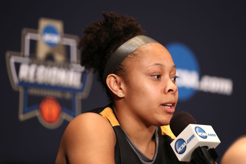 Iowa Hawkeyes guard Tania Davis (11) during practice and media before the regional final of the 2019 NCAA Women's College Basketball Tournament against the Baylor Bears Sunday, March 31, 2019 at Greensboro Coliseum in Greensboro, NC.(Brian Ray/hawkeyesports.com)