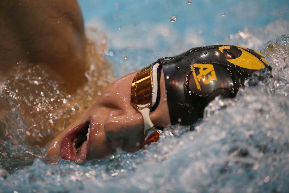 Iowa's Anze Fers Erzan team at the 200-yard backstroke race Saturday, March 2, 2019 at the Campus Recreation and Wellness Center. (Lily Smith/hawkeyesports.com)