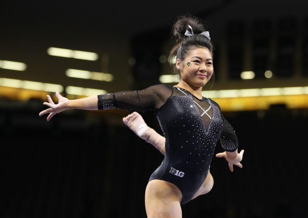 Iowa's Clair Kaji competes on the beem against Illinois Saturday, February 16, 2019 at Carver-Hawkeye Arena. (Brian Ray/hawkeyesports.com)