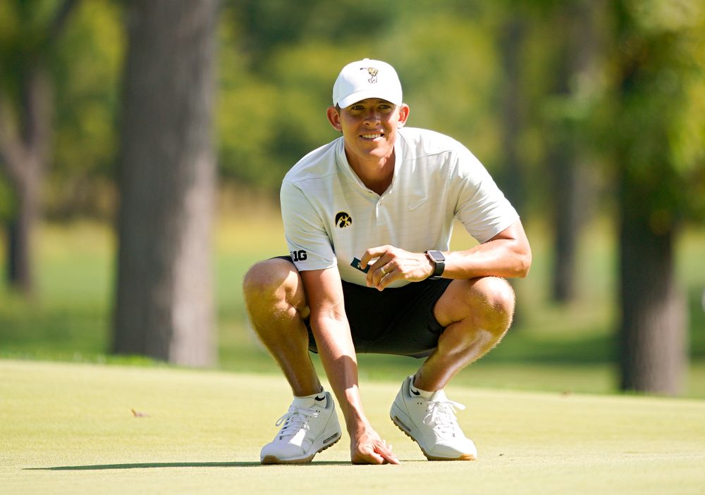 Iowa assistant coach Charlie Hoyle looks on during the second day of the Golfweek Conference Challenge at the Cedar Rapids Country Club in Cedar Rapids on Monday, Sep 16, 2019. (Stephen Mally/hawkeyesports.com)