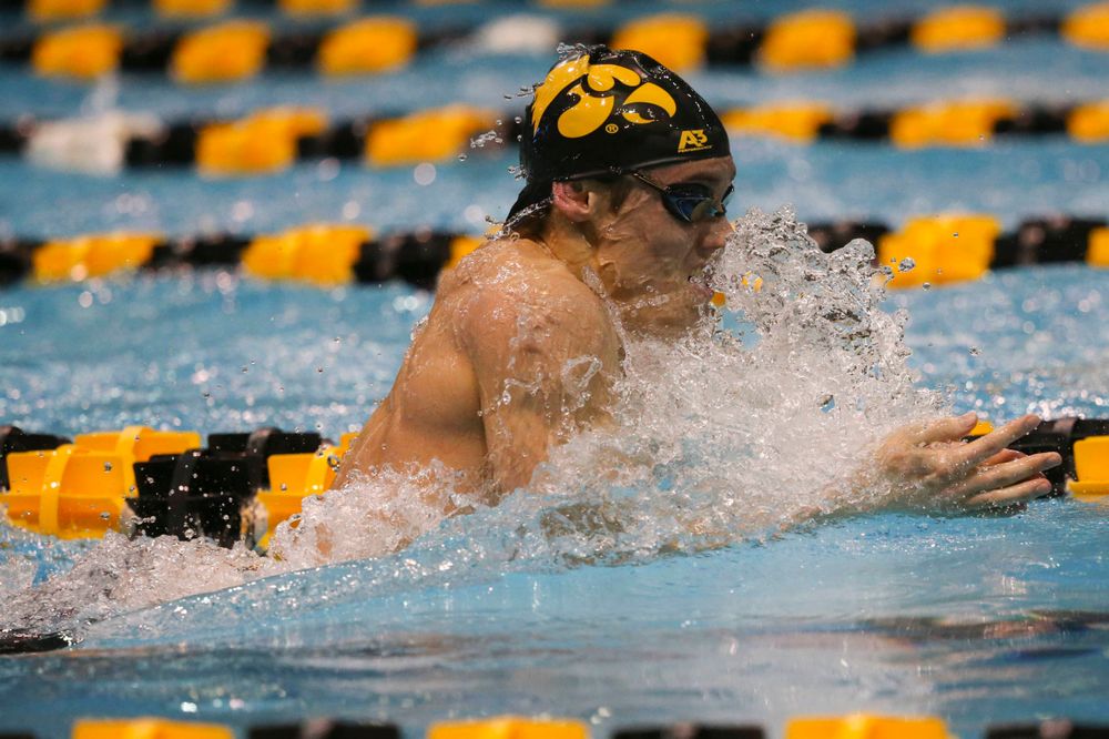 Iowa's Daniel Swanepoel at the 200-yard breaststroke race Saturday, March 2, 2019 at the Campus Recreation and Wellness Center. (Lily Smith/hawkeyesports.com)