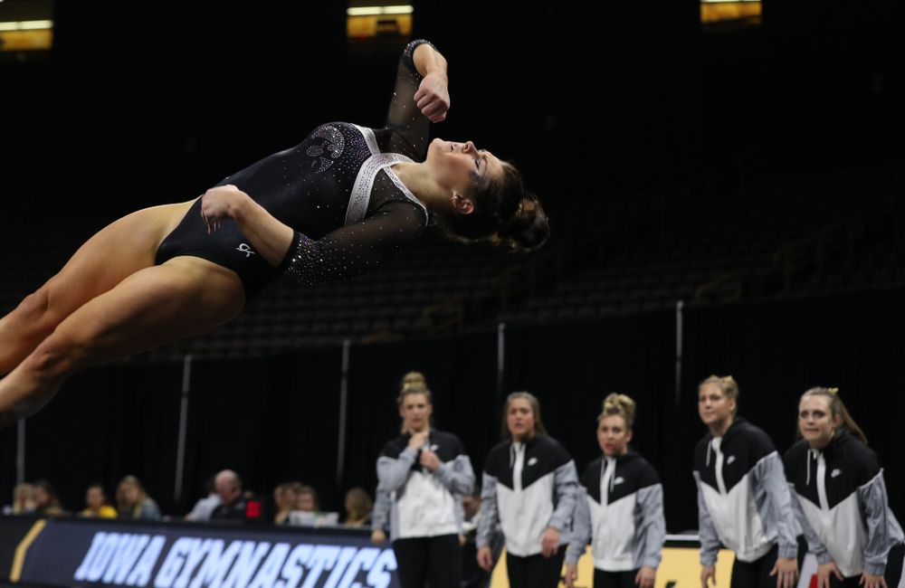 Iowa's Erin Castle competes on the floor against the Rutgers Scarlet Knights Saturday, January 26, 2019 at Carver-Hawkeye Arena. (Brian Ray/hawkeyesports.com)