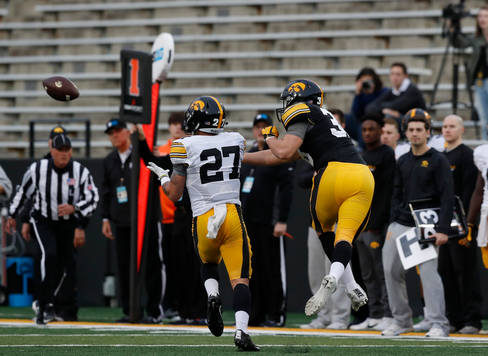 Iowa Hawkeyes defensive back Amani Hooker (27) during the final spring practice Friday, April 20, 2018 at Kinnick Stadium. (Brian Ray/hawkeyesports.com)
