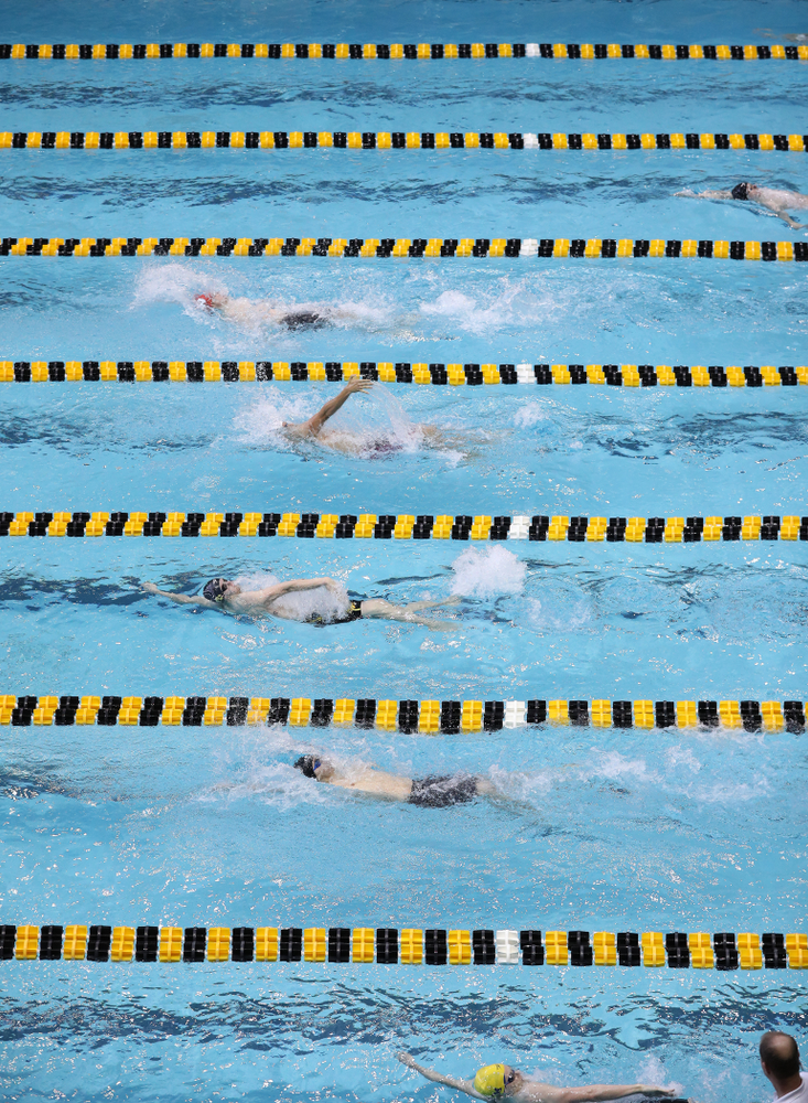 Iowa's Kenneth Mende competes in the 200-yard backstroke during the 2019 Big Ten Men's Swimming and Diving Championships Saturday, March 2, 2019 at the Campus Wellness and Recreation Center. (Brian Ray/hawkeyesports.com)