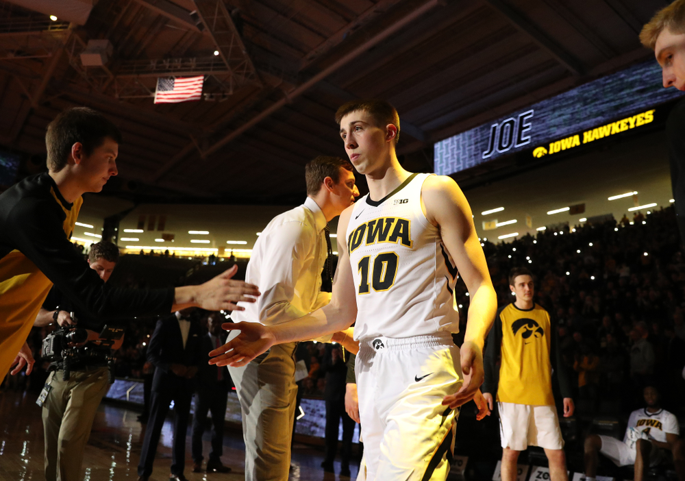 Iowa Hawkeyes guard Joe Wieskamp (10) against the Northwestern Wildcats Sunday, February 10, 2019 at Carver-Hawkeye Arena. (Brian Ray/hawkeyesports.com)