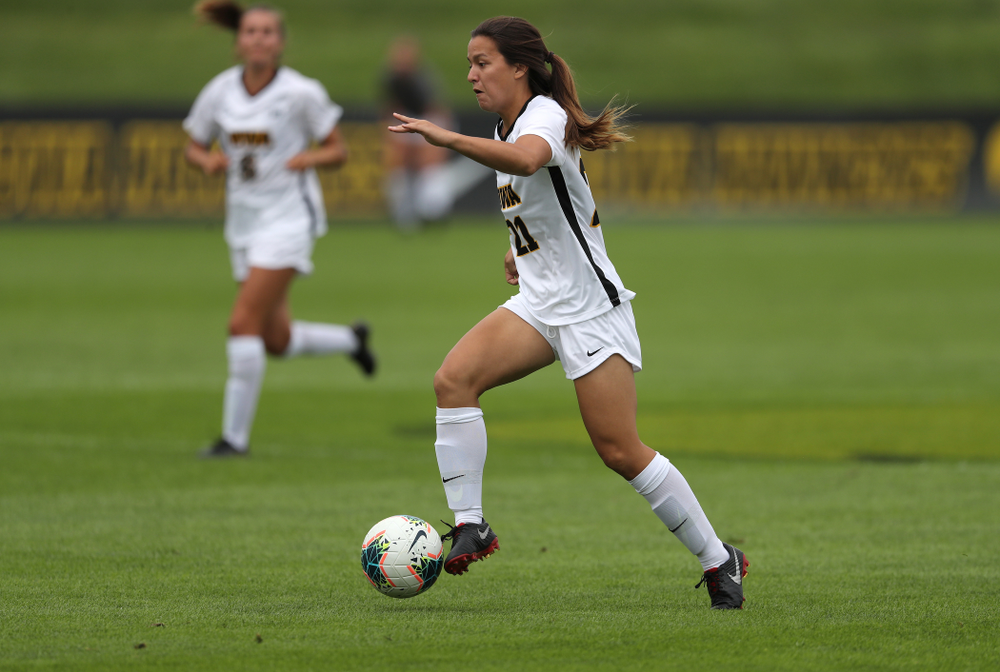 Iowa Hawkeyes forward Emma Tokuyama (21) during a 6-1 win over Northern Iowa Sunday, August 25, 2019 at the Iowa Soccer Complex. (Brian Ray/hawkeyesports.com)