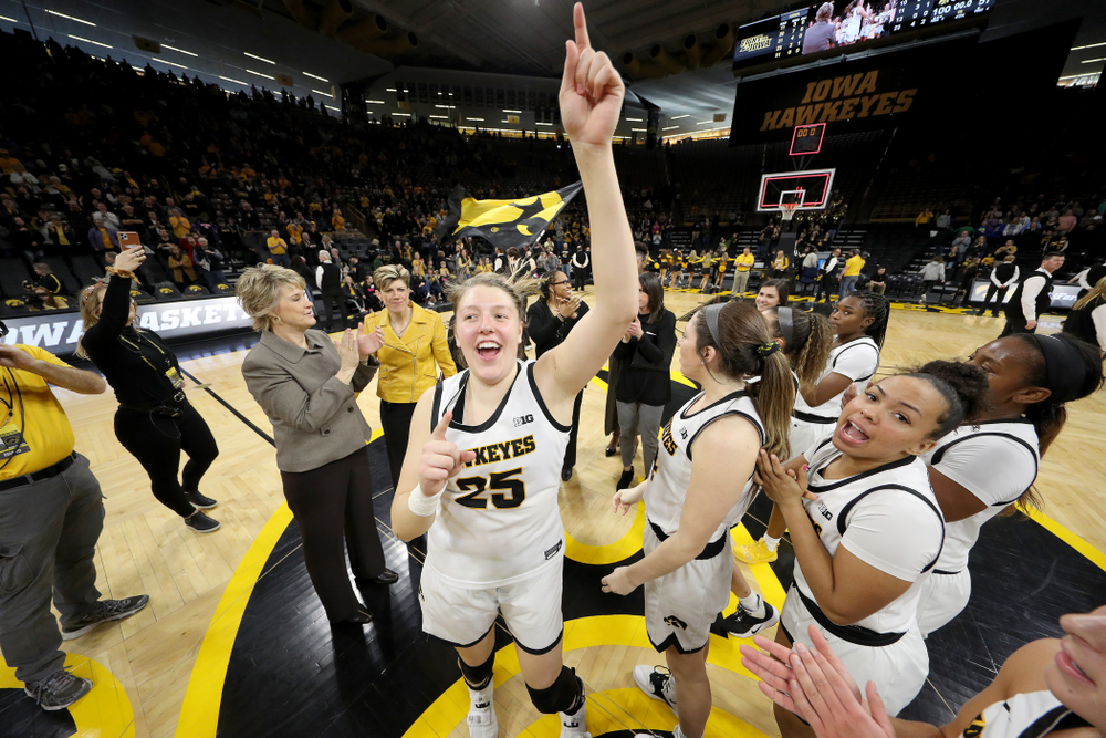 Iowa Hawkeyes forward/center Monika Czinano (25) against Penn State Saturday, February 22, 2020 at Carver-Hawkeye Arena. (Brian Ray/hawkeyesports.com)