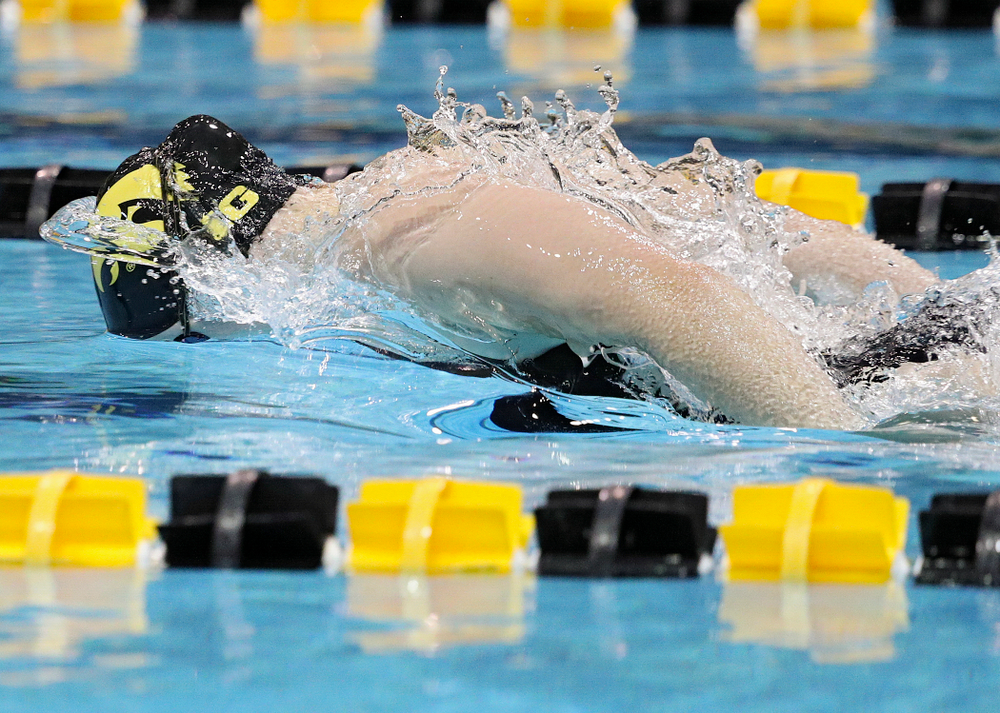 Iowa’s Lauren McDougall swims the butterfly section of the 100-yard individual medley event during their meet against Michigan State at the Campus Recreation and Wellness Center in Iowa City on Thursday, Oct 3, 2019. (Stephen Mally/hawkeyesports.com)