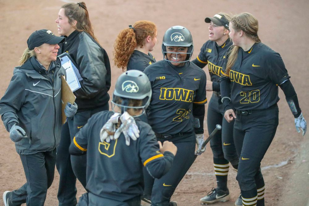 IowaÕs Donirae Mayhew (24) at softball vs Illinois game 3 on Saturday, April 13, 2019 at Bob Pearl Field. (Lily Smith/hawkeyesports.com)