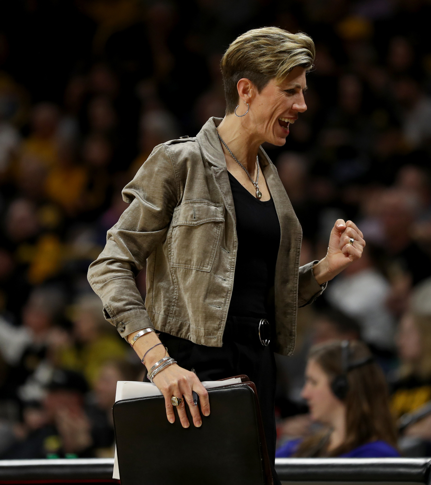 Iowa Hawkeyes associate head coach Jan Jensen against the Minnesota Golden Gophers Thursday, February 27, 2020 at Carver-Hawkeye Arena. (Brian Ray/hawkeyesports.com)