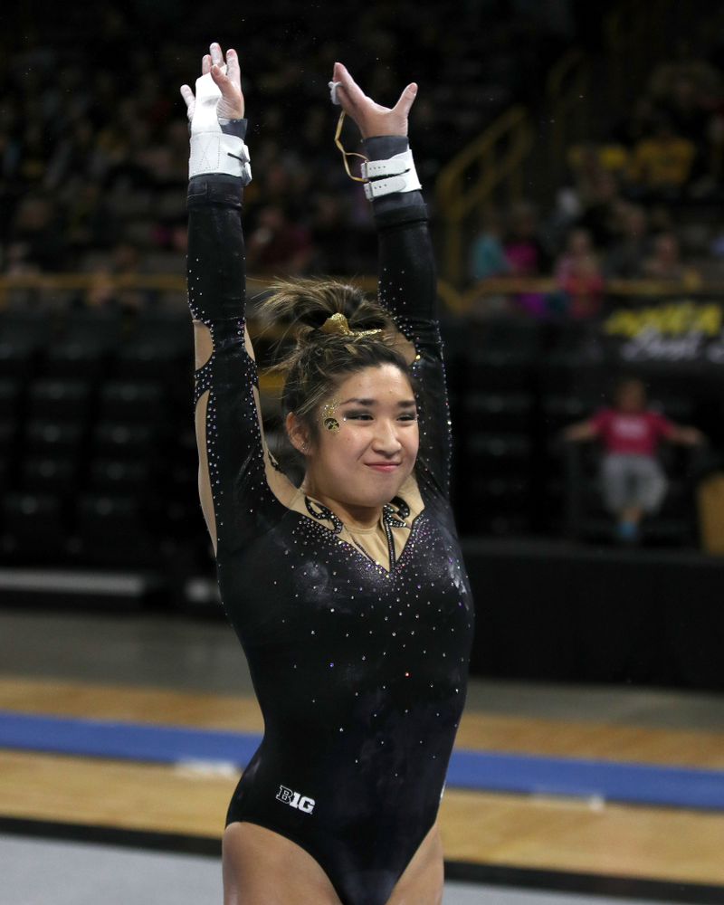 Iowa's Nicole Chow competes on the bars during their meet against Southeast Missouri State Friday, January 11, 2019 at Carver-Hawkeye Arena. (Brian Ray/hawkeyesports.com)