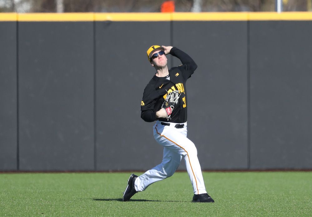 Iowa Hawkeyes Connor McCaffery (30) against the Bradley Braves Tuesday, March 26, 2019 at Duane Banks Field. (Brian Ray/hawkeyesports.com)
