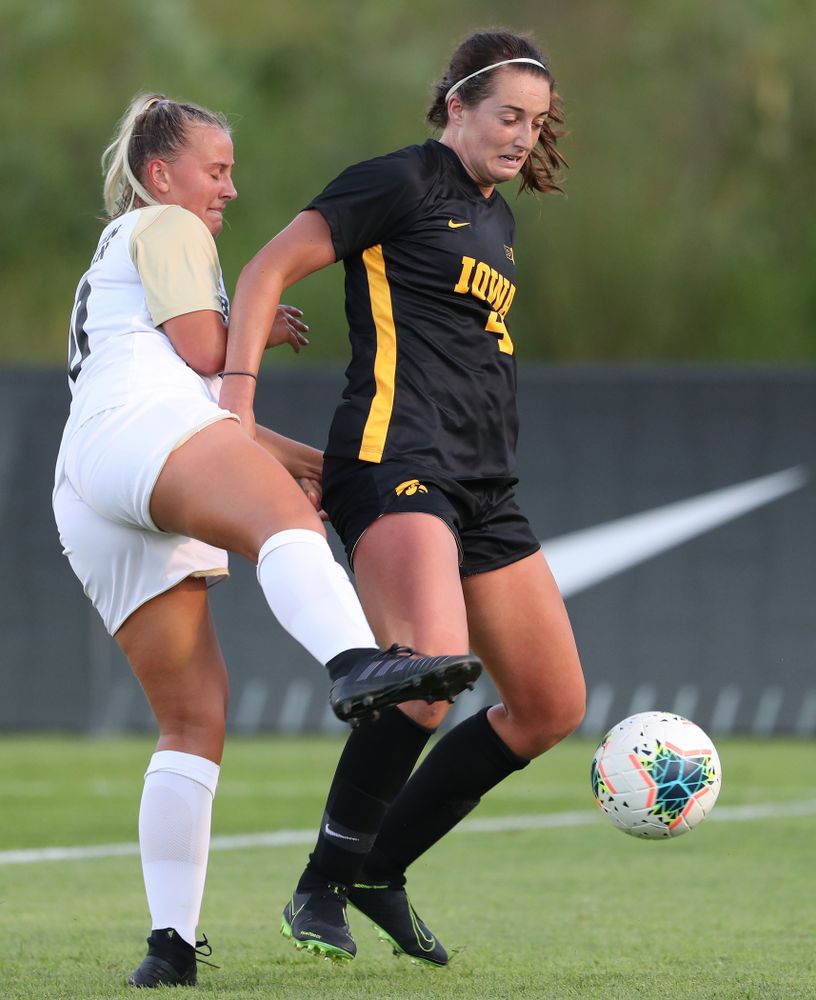 Iowa Hawkeyes forward Kaleigh Haus (4) against Western Michigan Thursday, August 22, 2019 at the Iowa Soccer Complex. (Brian Ray/hawkeyesports.com)