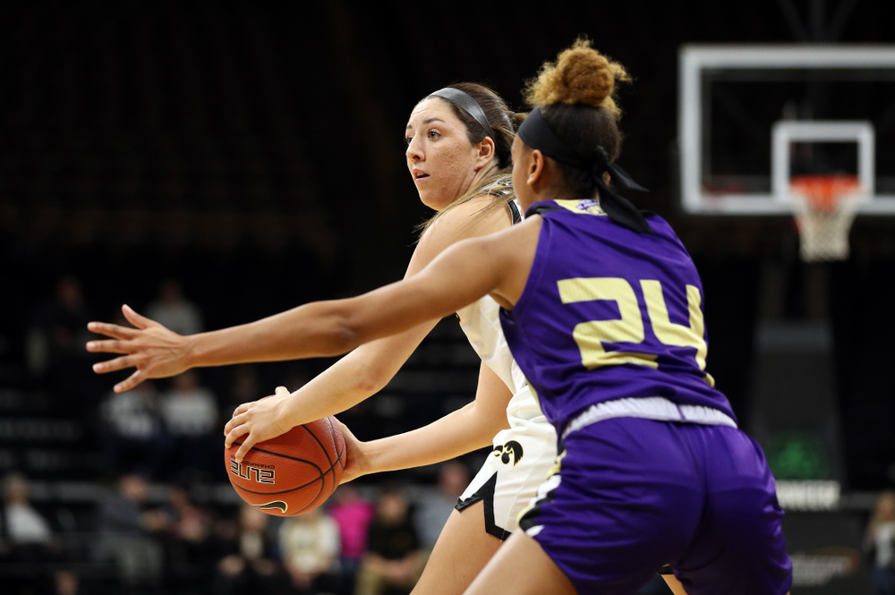 Iowa Hawkeyes forward McKenna Warnock (14) against North Alabama Thursday, November 14, 2019 at Carver-Hawkeye Arena. (Brian Ray/hawkeyesports.com)