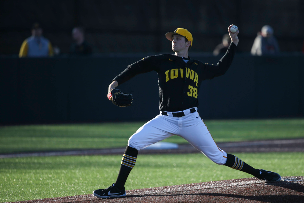 Iowa pitcher Trenton Wallace at the game vs. Bradley on Tuesday, March 26, 2019 at (place). (Lily Smith/hawkeyesports.com)