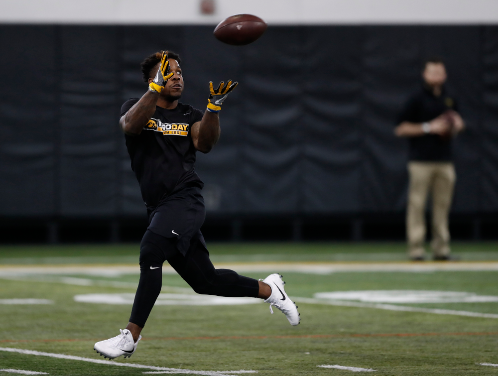 Iowa Hawkeyes running back James Butler (20) during the team's annual pro day Monday, March 26, 2018 at the Hansen Football Performance Center. (Brian Ray/hawkeyesports.com)