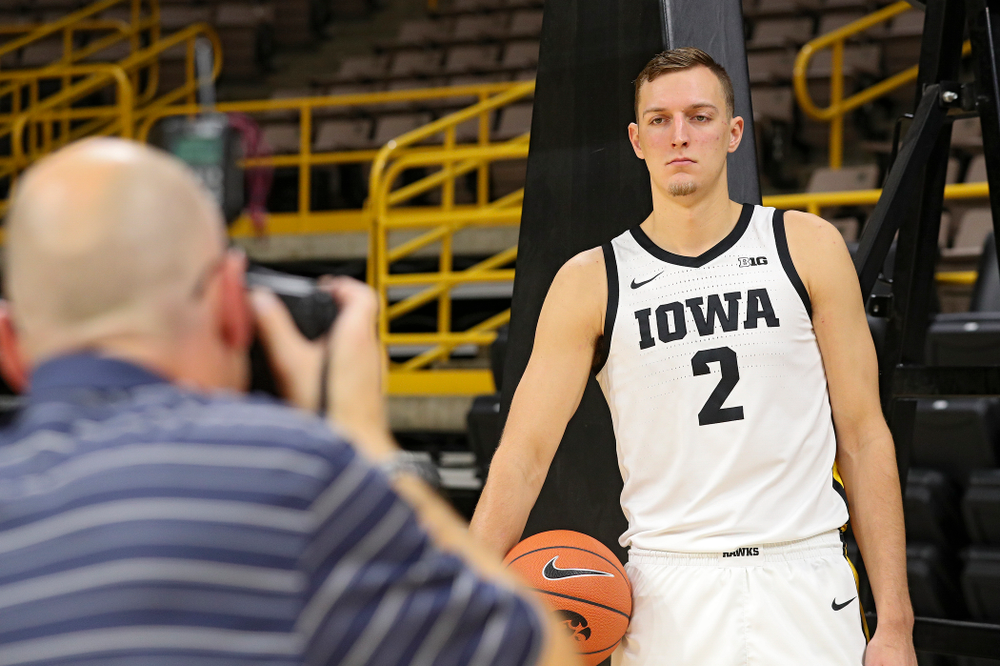 Iowa Hawkeyes forward Jack Nunge (2) poses for a picture during Iowa Men’s Basketball Media Day at Carver-Hawkeye Arena in Iowa City on Wednesday, Oct 9, 2019. (Stephen Mally/hawkeyesports.com)