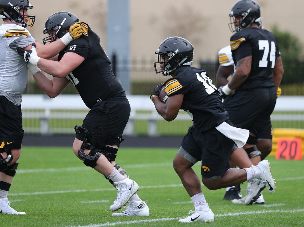 Iowa Hawkeyes running back Mekhi Sargent (10) during the team's first Outback Bowl Practice in Florida Thursday, December 27, 2018 at Tampa University. (Brian Ray/hawkeyesports.com)
