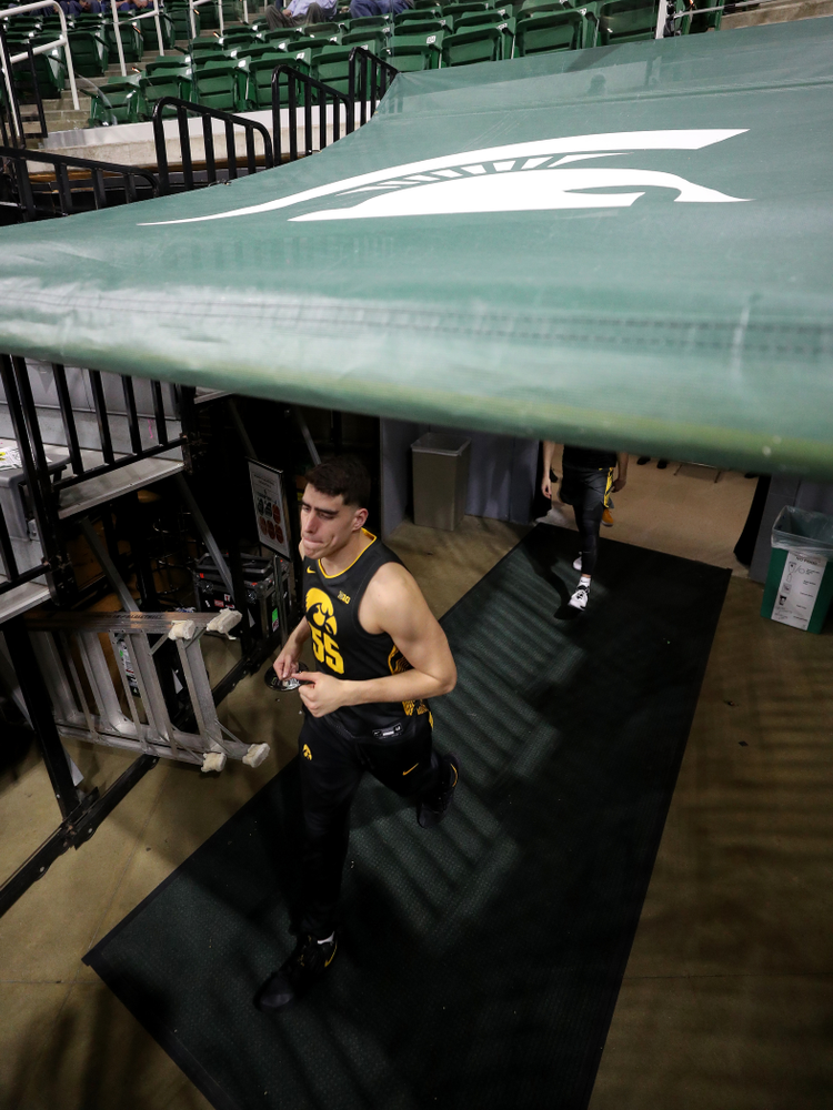 Iowa Hawkeyes forward Luka Garza (55) against Michigan State Tuesday, February 25, 2020 at the Breslin Center in East Lansing, MI. (Brian Ray/hawkeyesports.com)
