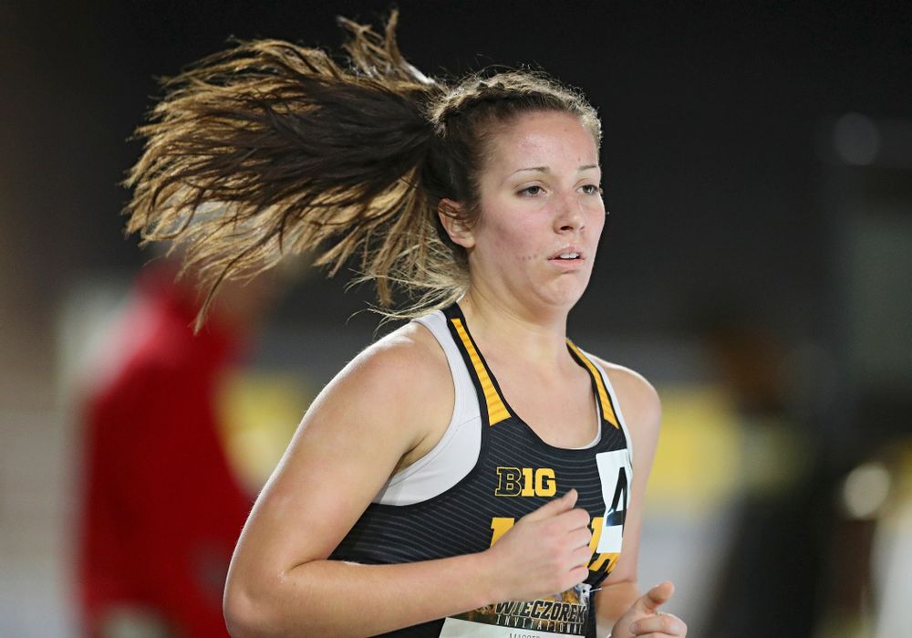 Iowa’s Maggie Gutwein runs the women’s 3000 meter run event during the Larry Wieczorek Invitational at the Recreation Building in Iowa City on Friday, January 17, 2020. (Stephen Mally/hawkeyesports.com)