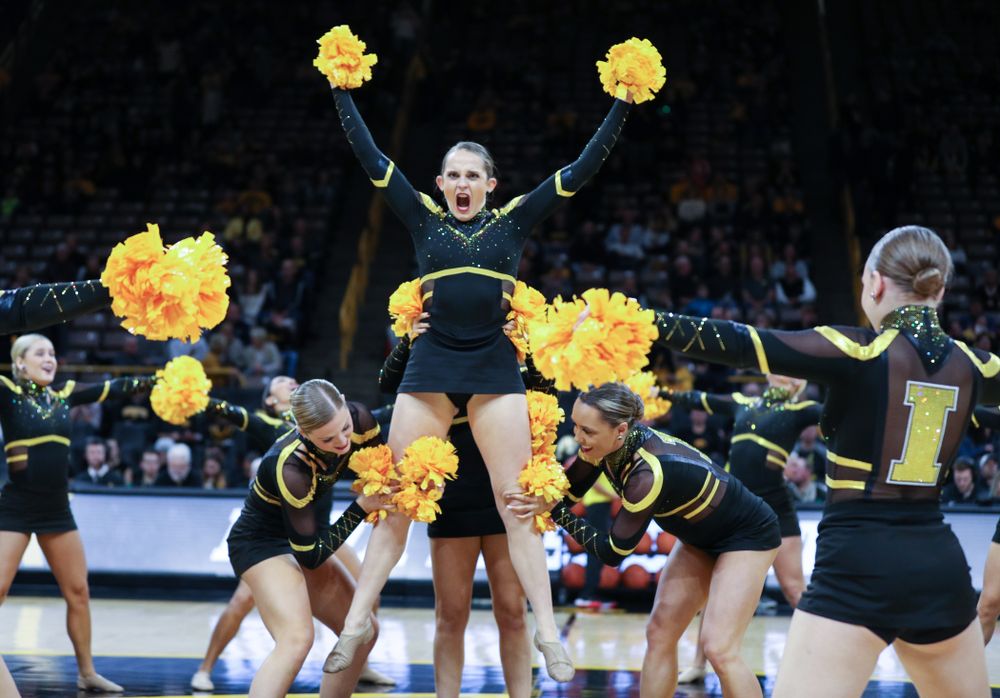 The Iowa Dance Team performs at halftime of the Iowa Hawkeyes game against North Florida Thursday, November 21, 2019 at Carver-Hawkeye Arena. (Brian Ray/hawkeyesports.com)