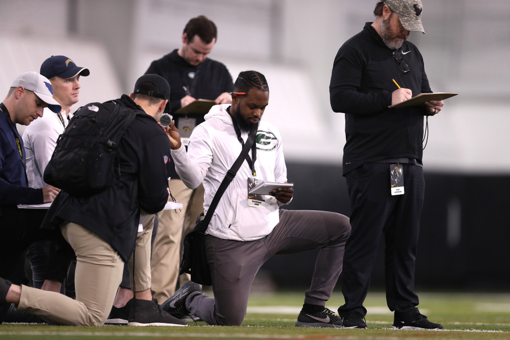 Scouts during Hawkeye FootballÕs annual Pro Day Monday, March 25, 2019 at the Hansen Football Performance Center. (Brian Ray/hawkeyesports.com)