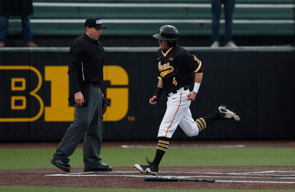 Iowa Hawkeyes infielder Mitchell Boe (4) against the Bradley Braves Wednesday, March 28, 2018 at Duane Banks Field. (Brian Ray/hawkeyesports.com)