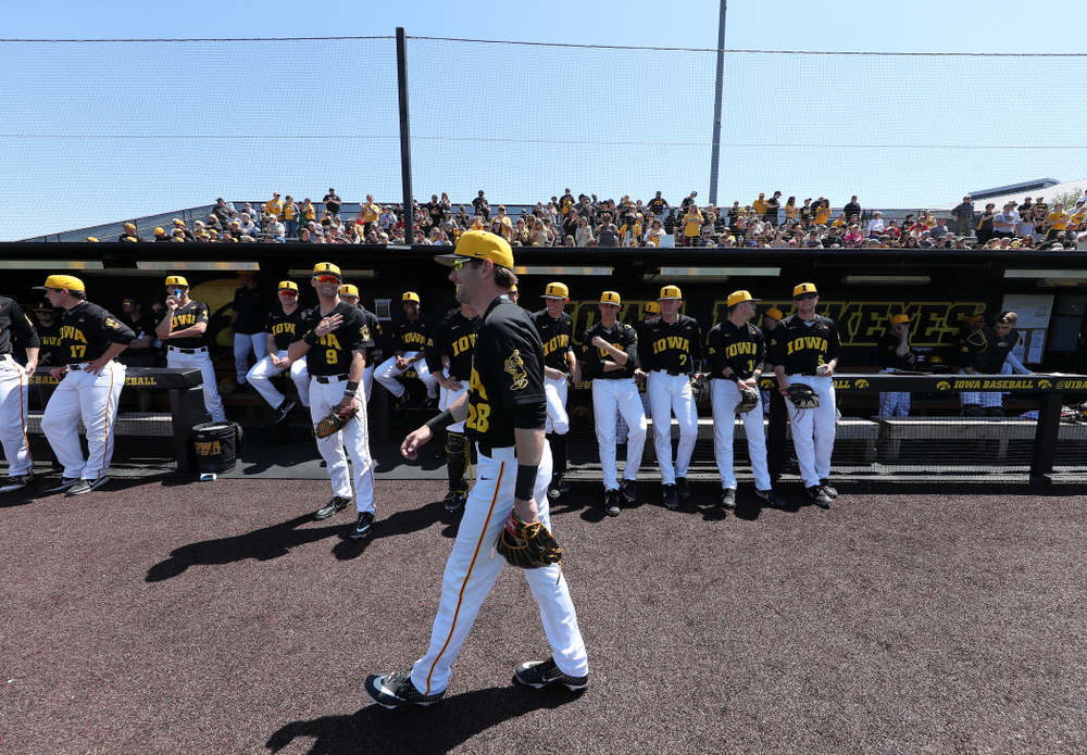 Iowa Hawkeyes Chris Whelan (28) during game two against UC Irvine Saturday, May 4, 2019 at Duane Banks Field. (Brian Ray/hawkeyesports.com)
