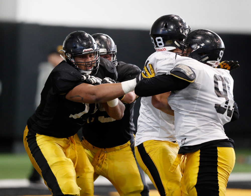 Iowa Hawkeyes offensive lineman Tristan Wirfs (74) Wednesday, April 4, 2018 at the Hansen Football Performance Center. (Brian Ray/hawkeyesports.com)