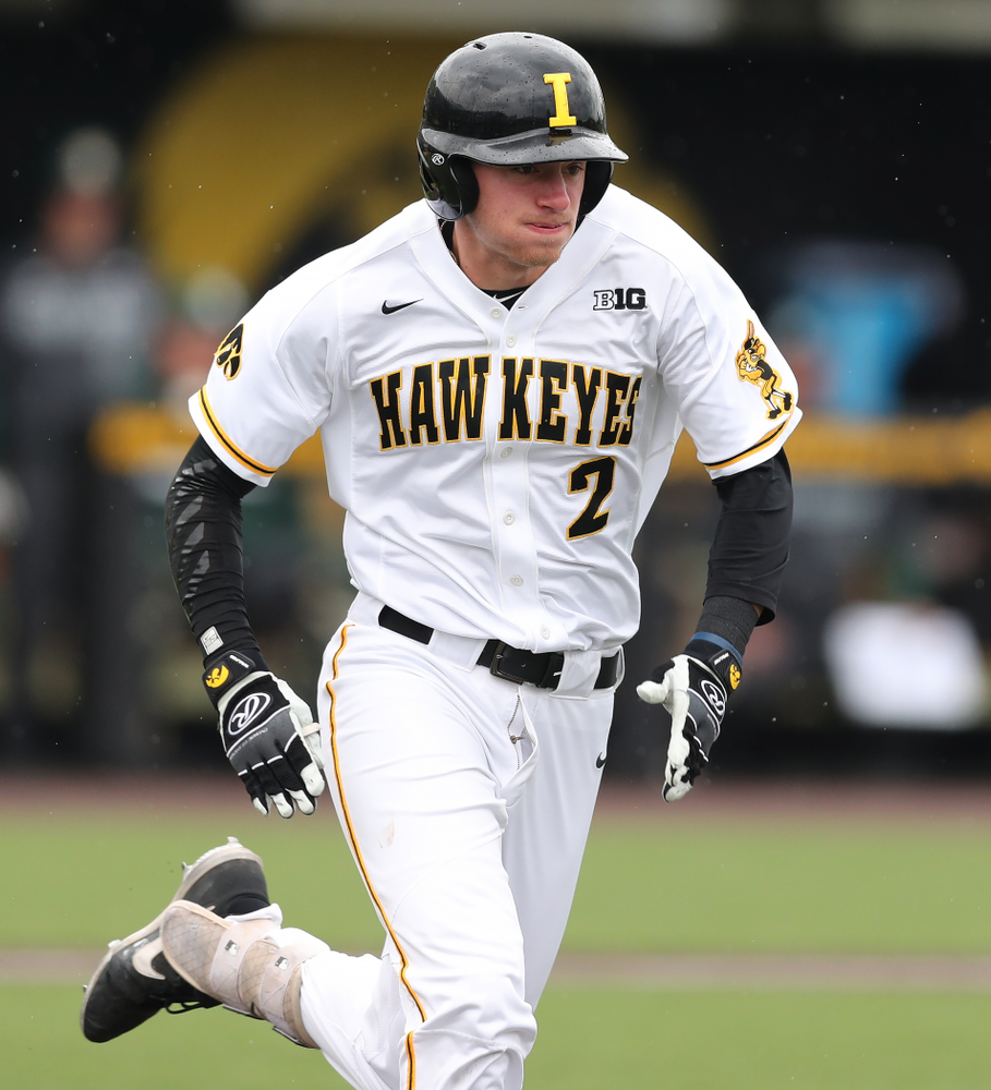 Iowa Hawkeyes infielder Brendan Sher (2) against Michigan State Sunday, May 12, 2019 at Duane Banks Field. (Brian Ray/hawkeyesports.com)