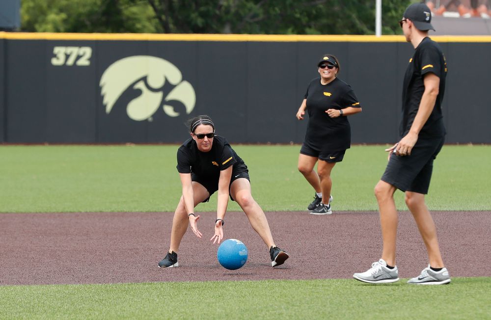 Women's Basketball Director of Player Development Abby Stamp during the Iowa Student Athlete Kickoff Kickball game Sunday, August 19, 2018 at Duane Banks Field. (Brian Ray/hawkeyesports.com)