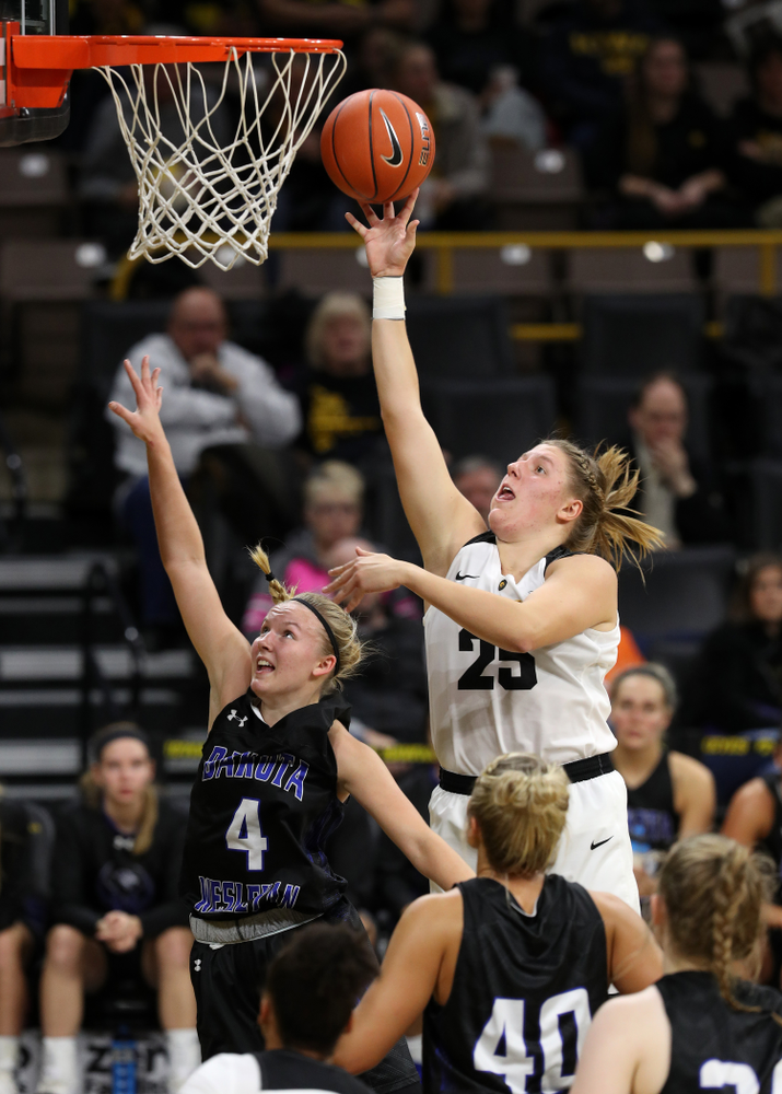 Iowa Hawkeyes forward/center Monika Czinano (25) against Dakota Wesleyan University Tuesday, November 6, 2018 at Carver-Hawkeye Arena. (Brian Ray/hawkeyesports.com)