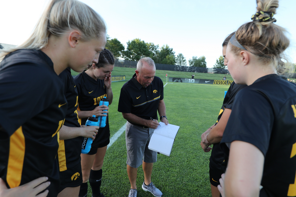 Iowa Hawkeyes head coach Dave DiIanni against Western Michigan Thursday, August 22, 2019 at the Iowa Soccer Complex. (Brian Ray/hawkeyesports.com)