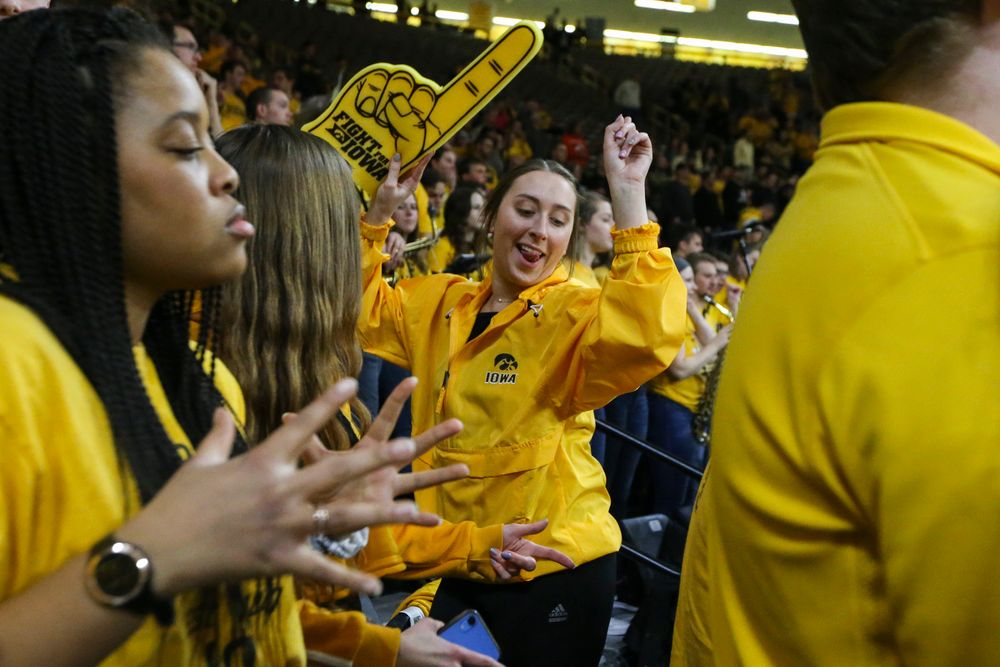 UI students dance during pregame during the Iowa men’s basketball game vs Rutgers on Wednesday, January 22, 2020 at Carver-Hawkeye Arena. (Lily Smith/hawkeyesports.com)