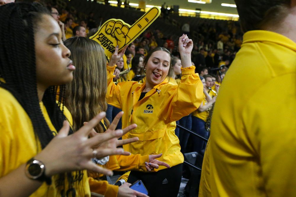 UI students dance during pregame during the Iowa men’s basketball game vs Rutgers on Wednesday, January 22, 2020 at Carver-Hawkeye Arena. (Lily Smith/hawkeyesports.com)