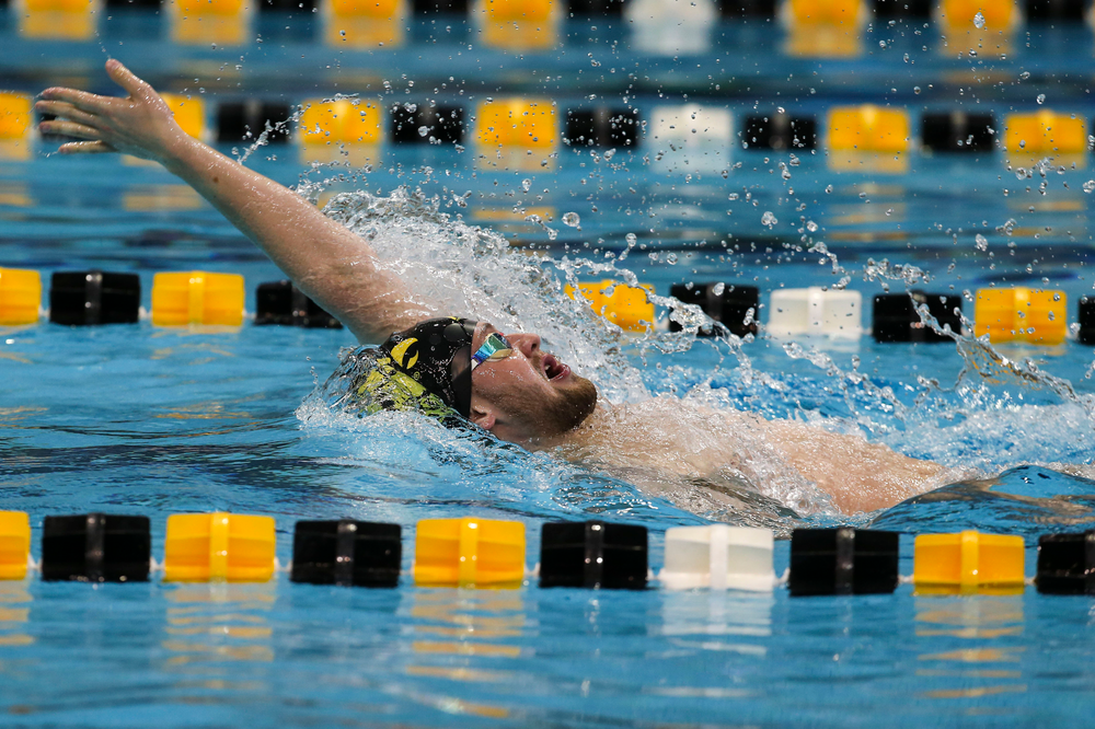 Iowa’s Caleb Babb during Iowa swim and dive vs Minnesota on Saturday, October 26, 2019 at the Campus Wellness and Recreation Center. (Lily Smith/hawkeyesports.com)