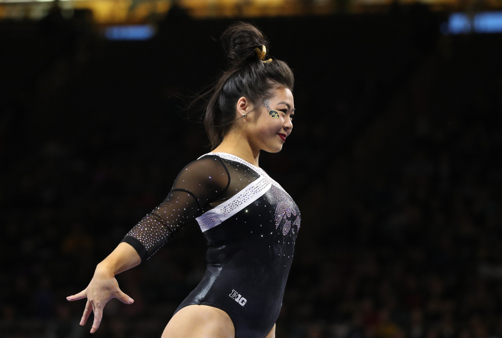 Iowa's Clair Kaji competes on the beam against the Rutgers Scarlet Knights Saturday, January 26, 2019 at Carver-Hawkeye Arena. (Brian Ray/hawkeyesports.com)