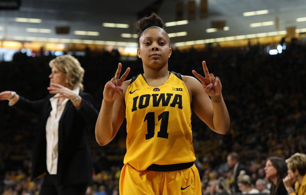 Iowa Hawkeyes guard Tania Davis (11) against the Northwestern Wildcats Sunday, March 3, 2019 at Carver-Hawkeye Arena. (Brian Ray/hawkeyesports.com)