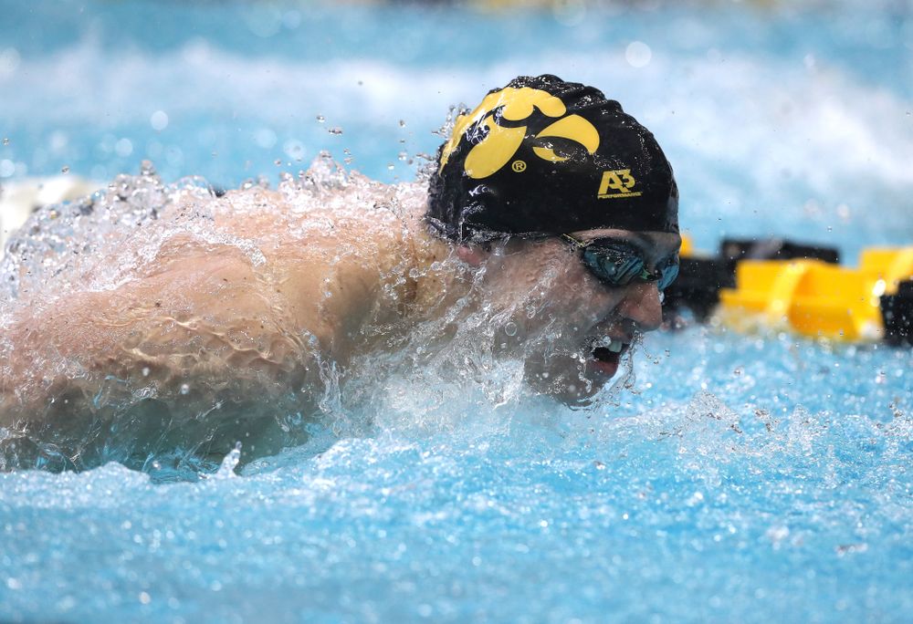 Iowa's Michael Tenney competes in the 200-yard butterfly during the 2019 Big Ten Men's Swimming and Diving Championships Saturday, March 2, 2019 at the Campus Wellness and Recreation Center. (Brian Ray/hawkeyesports.com)