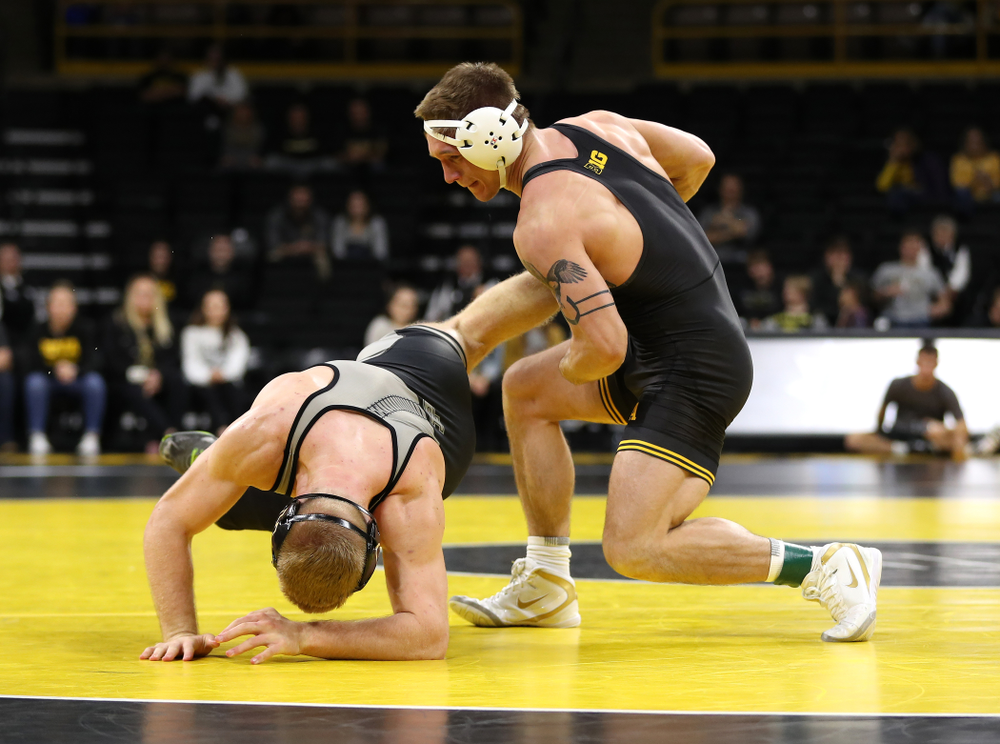 Iowa's Cash Wilcke wrestles Purdue's Max Lyon at 184 pounds Saturday, November 24, 2018 at Carver-Hawkeye Arena. (Brian Ray/hawkeyesports.com)