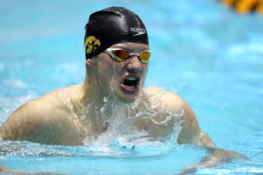 Iowa's Anze Fers Erzen swims the 200-yard IM during the bonus final of the second day at the 2019 Big Ten Swimming and Diving Championships Thursday, February 28, 2019 at the Campus Wellness and Recreation Center. (Brian Ray/hawkeyesports.com)