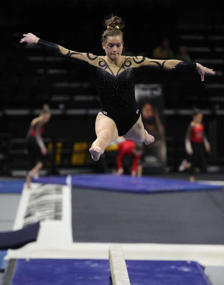 Iowa's Mackienzie Vance competes on the beam during their meet against Southeast Missouri State Friday, January 11, 2019 at Carver-Hawkeye Arena. (Brian Ray/hawkeyesports.com)