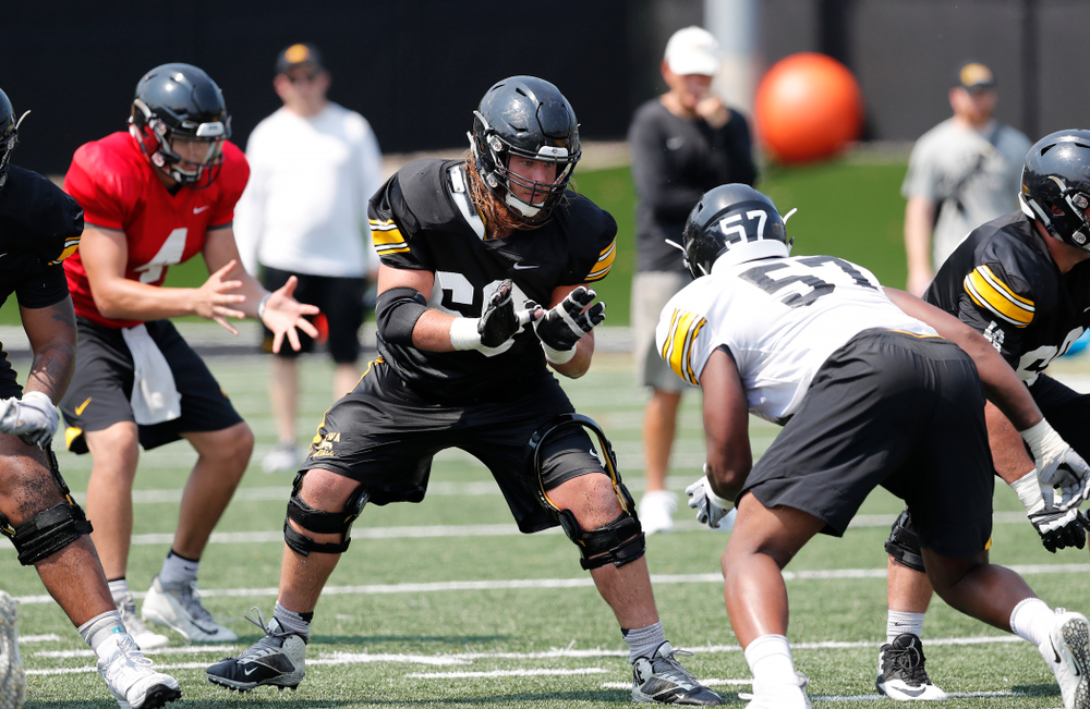 Iowa Hawkeyes offensive lineman Landan Paulsen (68) during practice No. 7 of fall camp Friday, August 10, 2018 at the Kenyon Football Practice Facility. (Brian Ray/hawkeyesports.com)