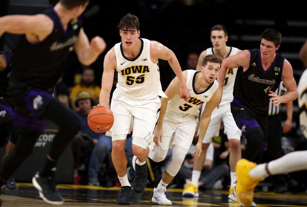 Iowa Hawkeyes forward Luka Garza (55) against the Western Carolina Catamounts Tuesday, December 18, 2018 at Carver-Hawkeye Arena. (Brian Ray/hawkeyesports.com)