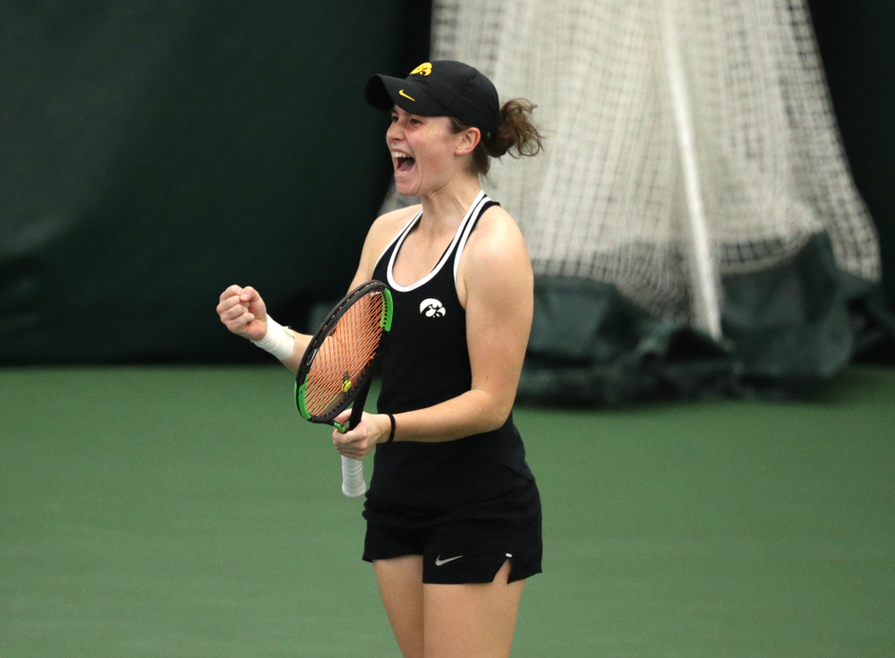 Iowa's Elise Van Heuvelen Treadwell against the Penn State Nittany Lions Sunday, February 24, 2019 at the Hawkeye Tennis and Recreation Complex. (Brian Ray/hawkeyesports.com)