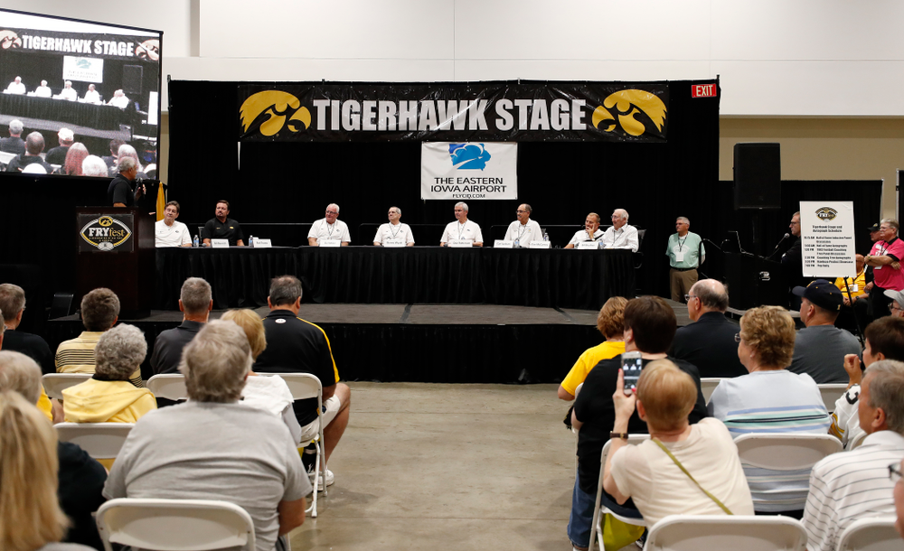 The 1983 Hawkeye Football Coaching Staff at Fry Fest Friday, August 31, 2018 in Coralville. (Brian Ray/hawkeyesports.com)