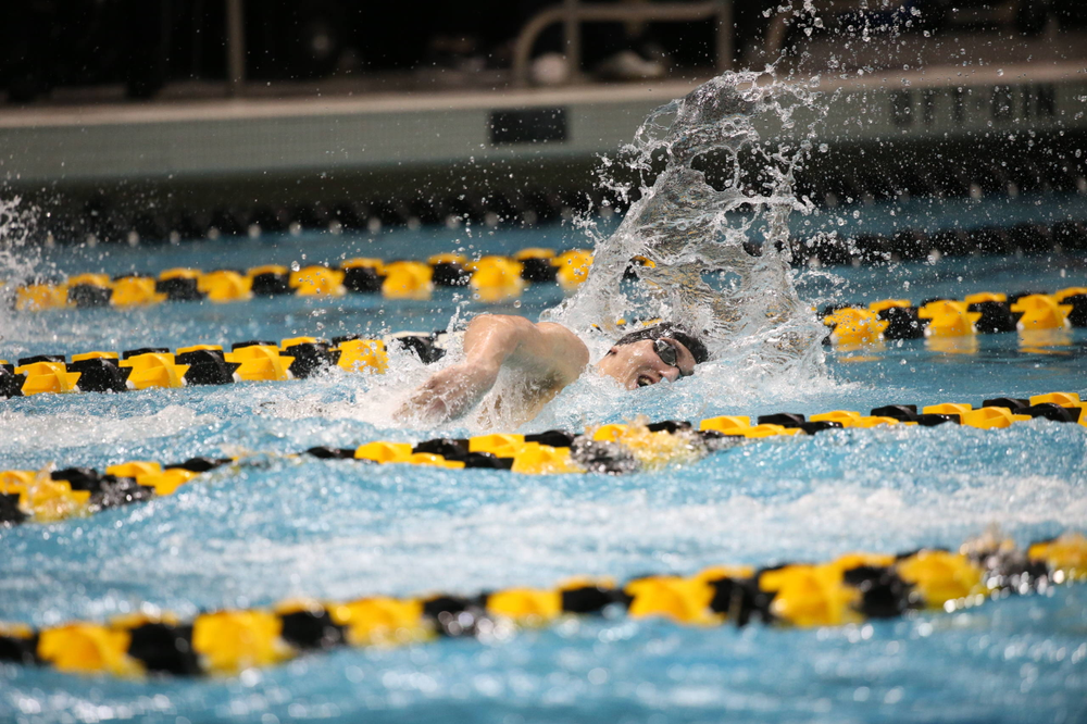 Iowa's Aleksey Tarasenko at the 200-yard freestyle race Friday, March 1, 2019 at the Campus Recreation and Wellness Center. (Lily Smith/hawkeyesports.com)