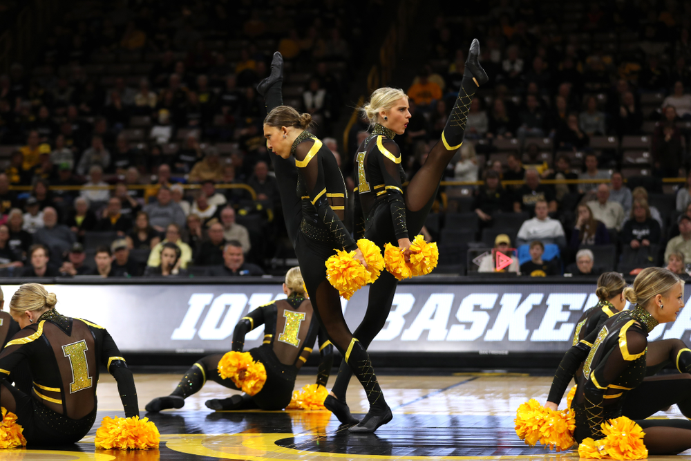 The Iowa Dance Team performs at halftime of the Iowa Hawkeyes game against the Nebraska Cornhuskers Thursday, January 3, 2019 at Carver-Hawkeye Arena. (Brian Ray/hawkeyesports.com)