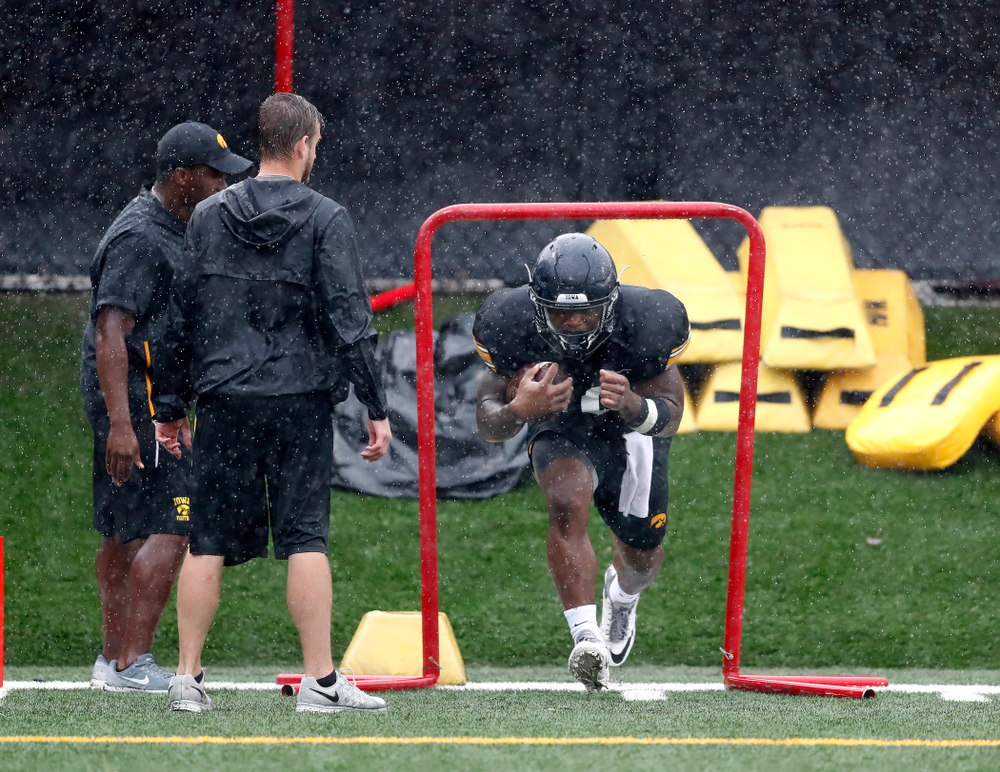 Iowa Hawkeyes running back Mekhi Sargent (10) during camp practice No. 15 Monday, August 20, 2018 at the Hansen Football Performance Center. (Brian Ray/hawkeyesports.com)